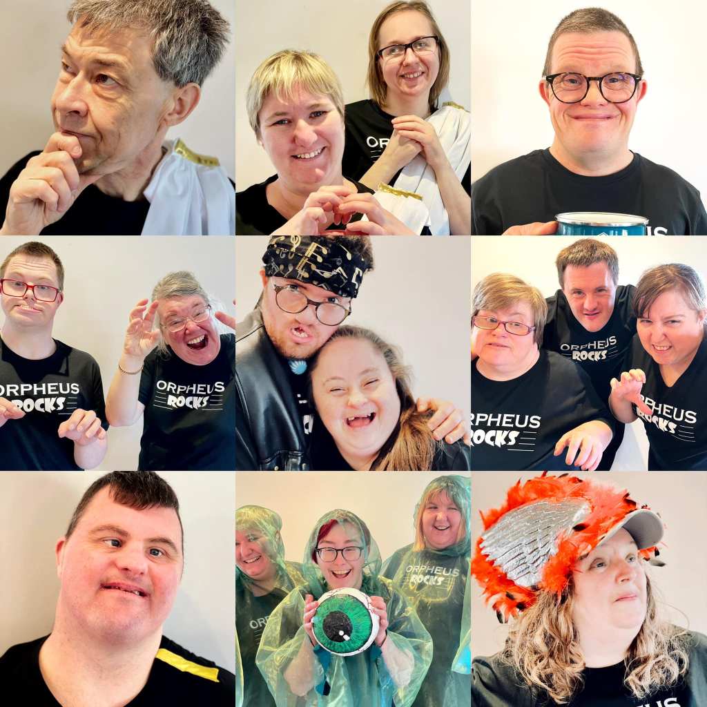 A collage of photographs of the members of the Orpheus Rocks actors and performers from the First Act company.